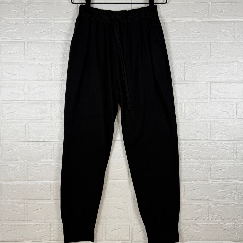 Joggers Women Small Black Elastic Waist Drawstring Sweatpants